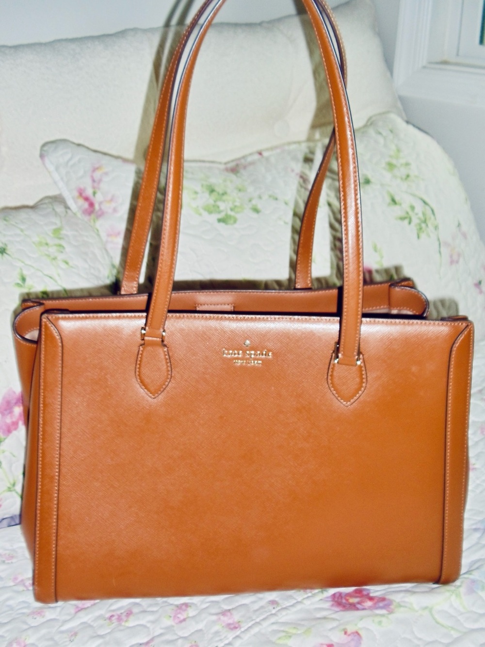 kate spade Cognac Leather Shoulder Large Tote
